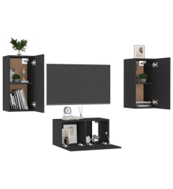 Ensemble de meubles TV 3 pcs Noir Aggloméré