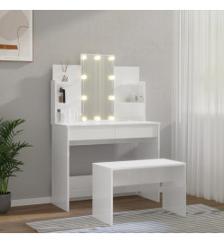 Ensemble de coiffeuse avec LED Blanc brillant Bois d'ingénierie