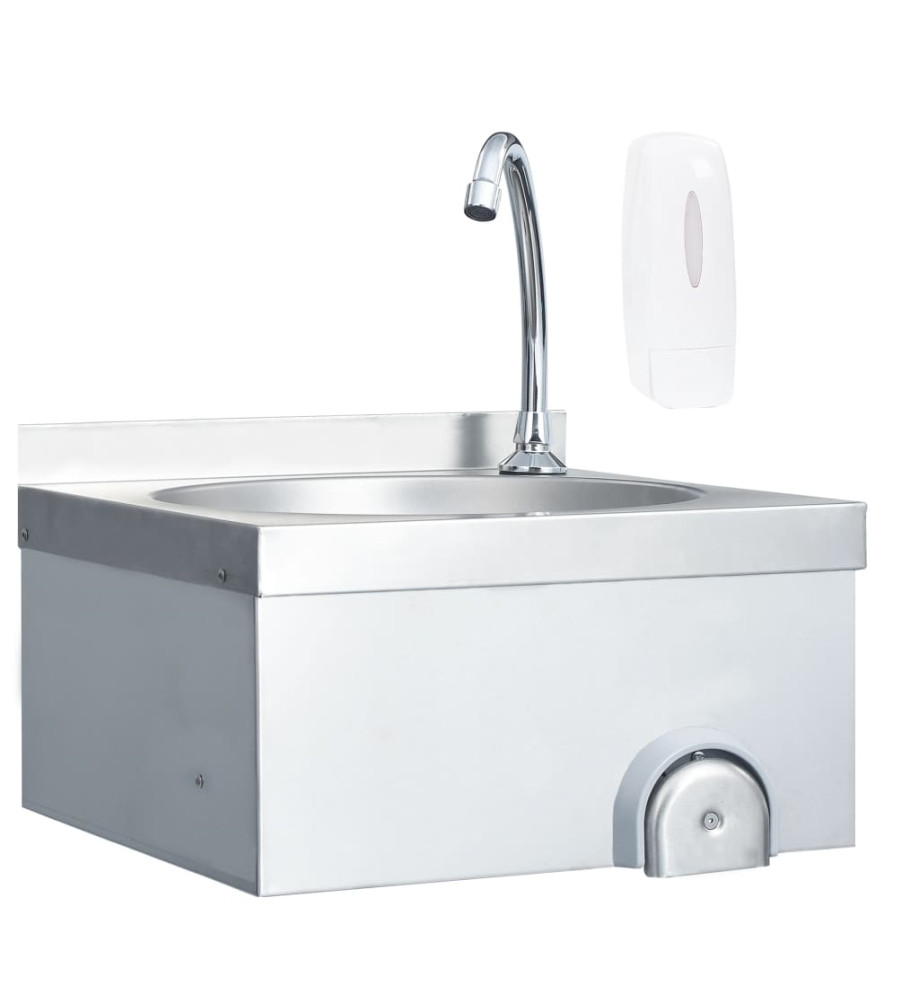 Lavabo de lavage avec robinet et distributeur de savon Inox