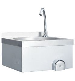 Lavabo de lavage avec robinet et distributeur de savon Inox