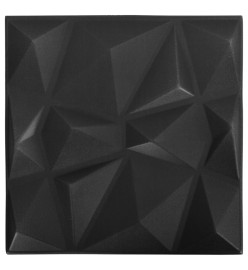 Panneaux muraux 3D 12 pcs 50x50 cm Noir diamant 3 m²