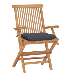 Chaises de jardin avec coussins anthracite 4 pcs Bois de teck