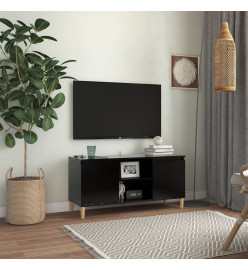 Meuble TV avec pieds en bois massif Noir 103,5x35x50 cm