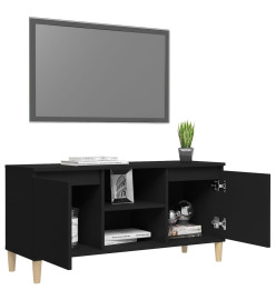 Meuble TV avec pieds en bois massif Noir 103,5x35x50 cm