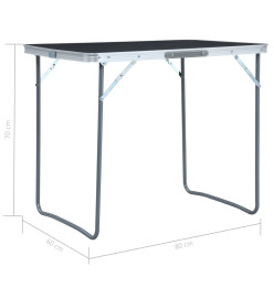 Table pliable de camping avec cadre en métal 80x60 cm Gris