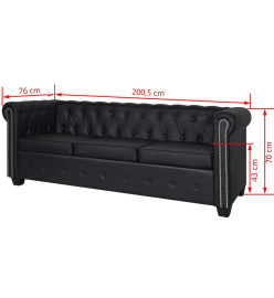 Canapé Chesterfield à 2 places et à 3 places noir