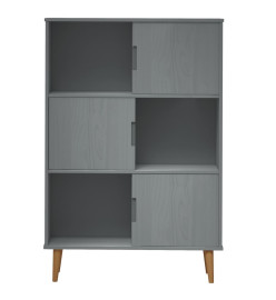 Bibliothèque MOLDE Gris 90x35x133,5 cm Bois massif de pin