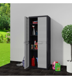 Armoire de rangement de jardin avec 3 étagères Noir et gris