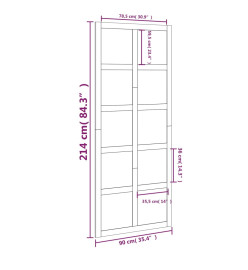 Porte de grange Blanc 90x1,8x214 cm Bois massif de pin