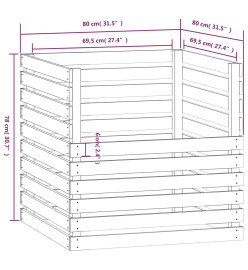 Composteur 80x80x78 cm Bois massif de pin