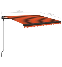 Auvent manuel rétractable avec LED 3x2,5 m Orange et marron