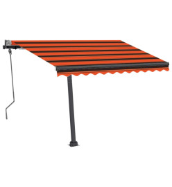 Auvent manuel rétractable avec LED 300x250 cm Orange et marron