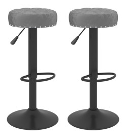 Tabourets de bar lot de 2 gris foncé velours