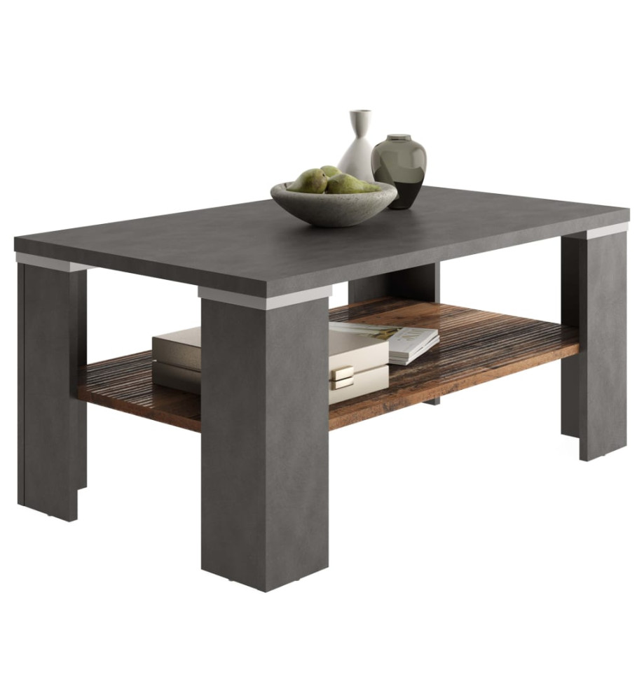 FMD Table basse avec étagère Gris Matera et style ancien