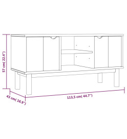 Meuble TV OTTA Marron et blanc 113,5x43x57cm Bois de pin massif