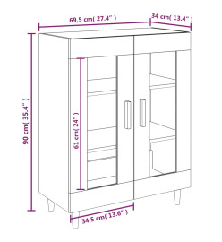 Buffet gris béton 69,5x34x90 cm bois d'ingénierie