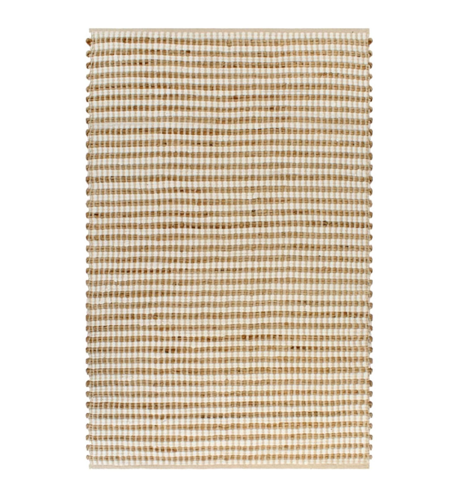 Tapis tissé à la main Jute Tissu 120 x 180 cm Naturel et blanc