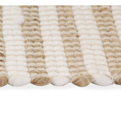 Tapis tissé à la main Jute Tissu 120 x 180 cm Naturel et blanc