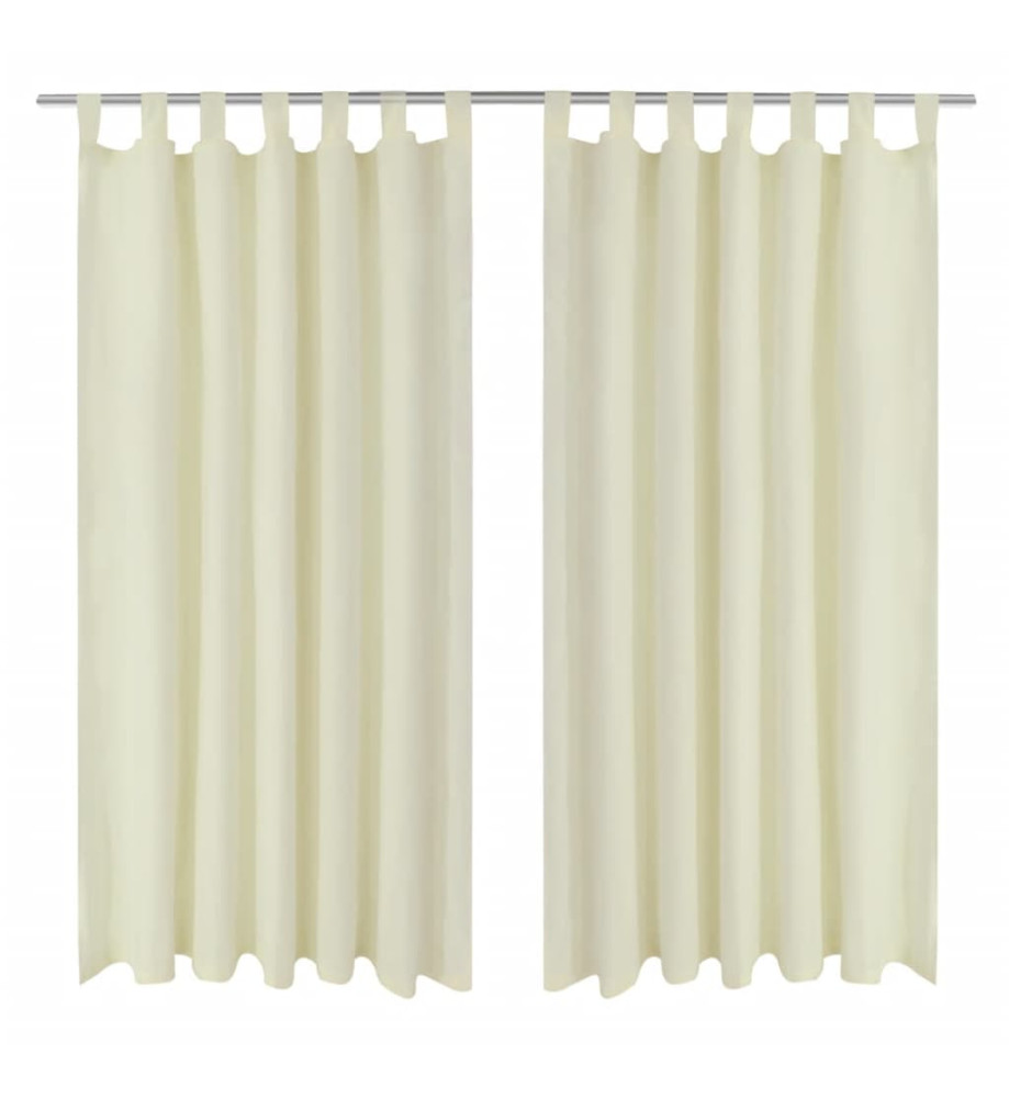 2 pcs Rideau à Passant Micro Satin Crème 140 x 225 cm