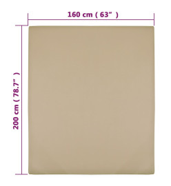 Draps-housses Jersey 2 pcs Taupe 160x200 cm Coton