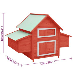 Poulailler Rouge et blanc 152x96x110 cm Bois de sapin massif