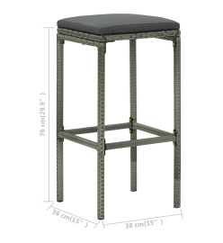 Ensemble de bar 3 pcs Résine tressée Gris