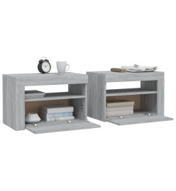 Tables de chevet 2 pcs avec LED sonoma gris 60x35x40 cm