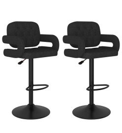 Tabourets de bar lot de 2 noir tissu