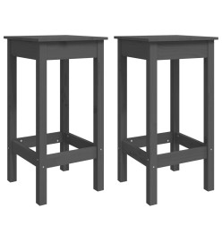 Chaises de bar lot de 2 gris 40x40x78 cm bois de pin solide