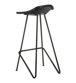 Tabourets de bar lot de 2 noir cuir véritable