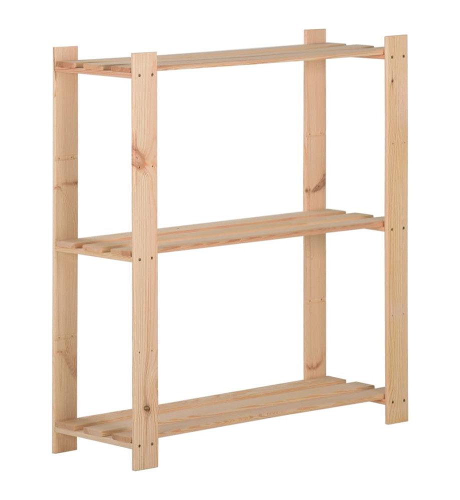 Étagère de stockage 3 niveaux 80x28,5x90 cm Bois de pin massif