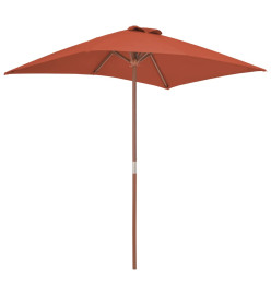 Parasol d'extérieur avec mât en bois 150 x 200 cm Terre cuite