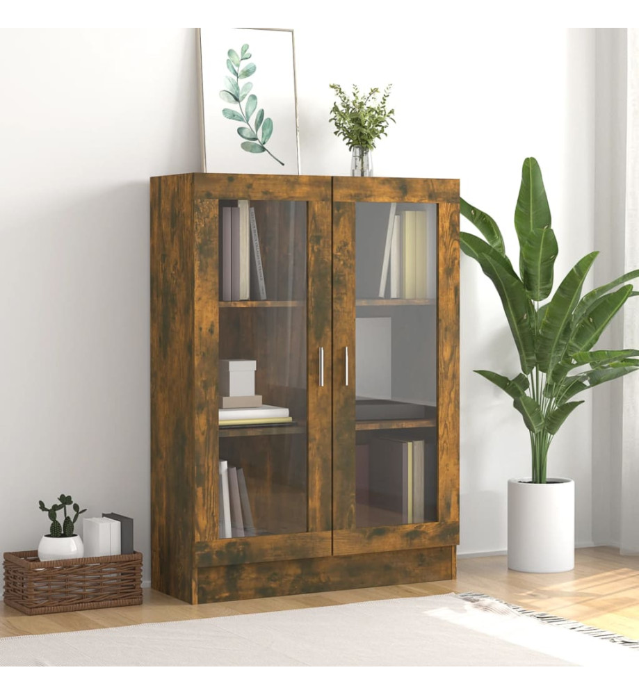 Armoire à vitrine Chêne fumé 82,5x30,5x115 cm Bois d'ingénierie