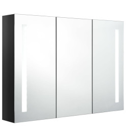 Armoire de salle de bain à miroir LED 89x14x62 cm noir brillant