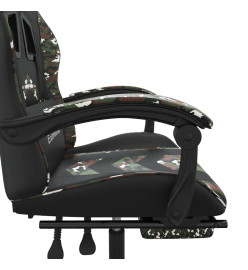 Chaise de jeu pivotante repose-pied Noir camouflage Similicuir