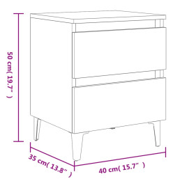 Tables de chevet pieds en métal 2 pcs Chêne fumé 40x35x50 cm