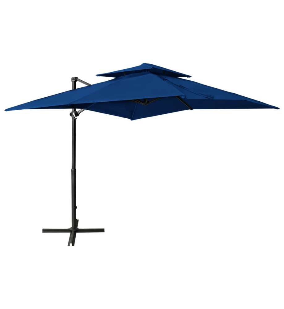 Parasol déporté à double toit 250x250 cm Bleu azuré