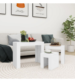 Tables basses gigognes 3 pcs Blanc Aggloméré