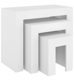 Tables basses gigognes 3 pcs Blanc Aggloméré