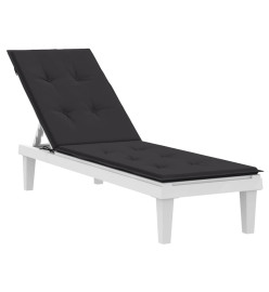 Coussin de chaise de terrasse noir (75+105)x50x3 cm