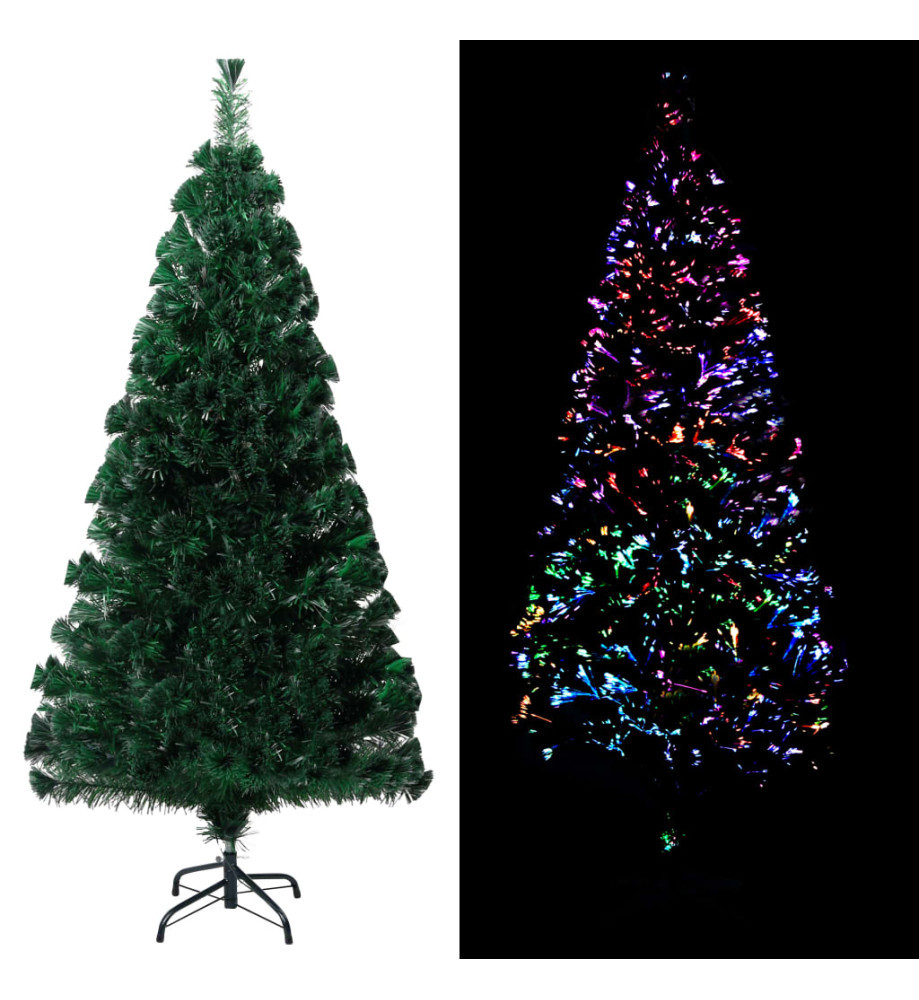 Sapin de Noël artificiel avec support vert 150 cm fibre optique