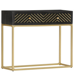 Table console Noir et doré 90x30x75 cm Bois de manguier massif