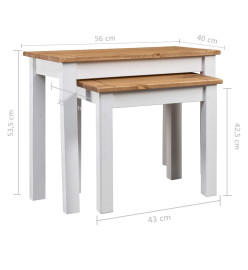 Tables gigognes 2pcs Blanc Bois pin massif Assortiment Panama