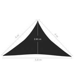 Voile d'ombrage 160 g/m² Noir 4x4x5,8 m PEHD