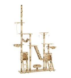 Arbre à chat et griffoirs 230-250 cm Empreintes de pattes Beige