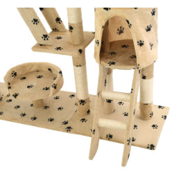 Arbre à chat et griffoirs 230-250 cm Empreintes de pattes Beige