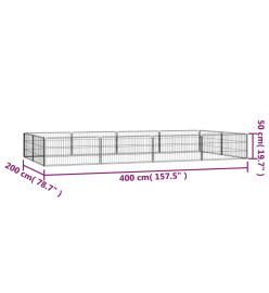 Parc pour chien 12panneaux Noir 100x50cm Acier enduit de poudre