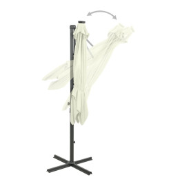 Parasol déporté avec mât et lumières LED Sable 250 cm