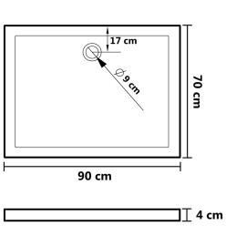 Receveur de douche avec picots Blanc 90x70x4 cm ABS