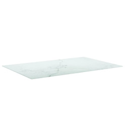 Dessus de table blanc 100x62 cm 8 mm verre trempé design marbre